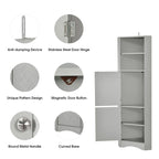 Tall Corner Storage Cabinet with 2 Doors & Adjustable Shelves – Black / Gray / White, Triangle Style