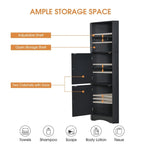Tall Corner Storage Cabinet with 2 Doors & Adjustable Shelves – Black / Gray / White, Triangle Style