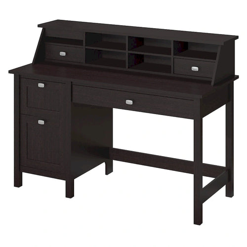54" Computer Desk with Drawers & Desktop Organizer – Espresso Oak / Gray / Black / White, Single User