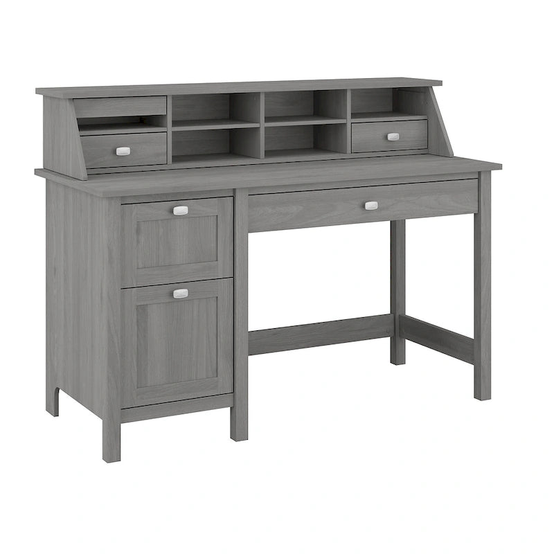 54" Computer Desk with Drawers & Desktop Organizer – Espresso Oak / Gray / Black / White, Single User