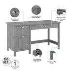 54" Computer Desk with Drawers & Desktop Organizer – Espresso Oak / Gray / Black / White, Single User