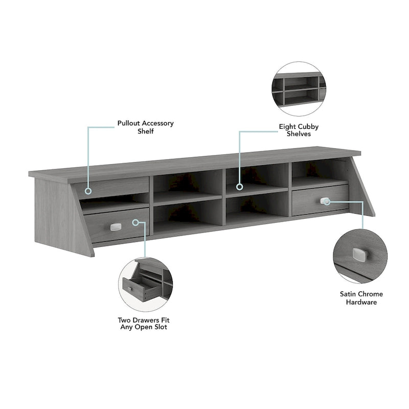 54" Computer Desk with Drawers & Desktop Organizer – Espresso Oak / Gray / Black / White, Single User