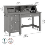 54" Computer Desk with Drawers & Desktop Organizer – Espresso Oak / Gray / Black / White, Single User