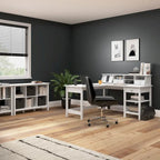 54" Computer Desk with Drawers & Desktop Organizer – Espresso Oak / Gray / Black / White, Single User