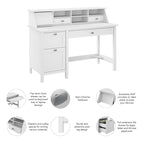 54" Computer Desk with Drawers & Desktop Organizer – Espresso Oak / Gray / Black / White, Single User
