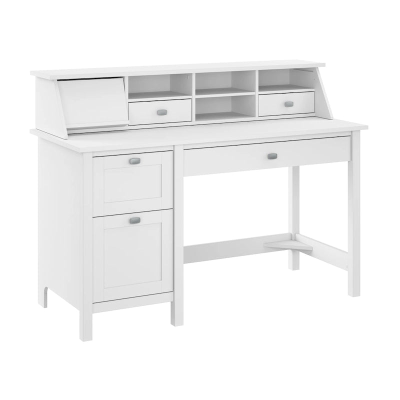 54" Computer Desk with Drawers & Desktop Organizer – Espresso Oak / Gray / Black / White, Single User