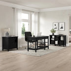 54" Computer Desk with Drawers & Desktop Organizer – Espresso Oak / Gray / Black / White, Single User