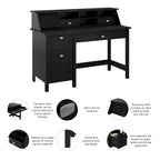 54" Computer Desk with Drawers & Desktop Organizer – Espresso Oak / Gray / Black / White, Single User