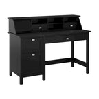 54" Computer Desk with Drawers & Desktop Organizer – Espresso Oak / Gray / Black / White, Single User