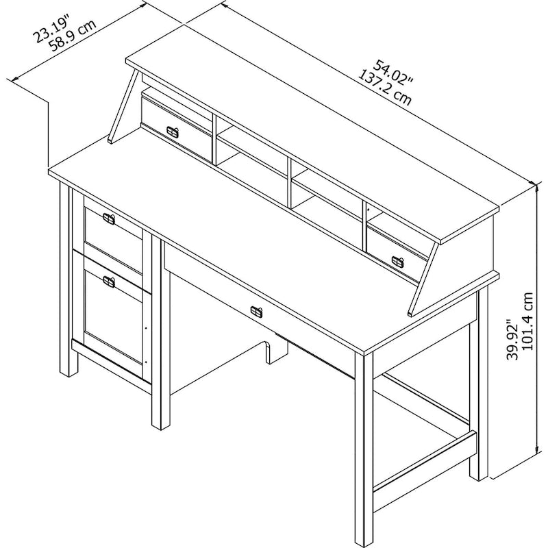 54" Computer Desk with Drawers & Desktop Organizer – Espresso Oak / Gray / Black / White, Single User