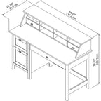 54" Computer Desk with Drawers & Desktop Organizer – Espresso Oak / Gray / Black / White, Single User