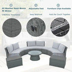 TOPMAX 10-Piece Outdoor Sectional Half Round Patio Rattan Sofa Set