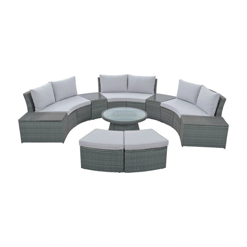 TOPMAX 10-Piece Outdoor Sectional Half Round Patio Rattan Sofa Set