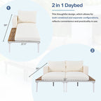 TOPMAX Modern Patio Metal Daybed with Wood Topped Side Spaces for Drinks