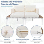 TOPMAX Modern Patio Metal Daybed with Wood Topped Side Spaces for Drinks