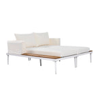 TOPMAX Modern Patio Metal Daybed with Wood Topped Side Spaces for Drinks