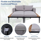 TOPMAX Modern Patio Metal Daybed with Wood Topped Side Spaces for Drinks