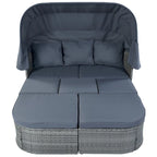 U_STYLE Outdoor Patio Furniture Set Daybed Sunbed with Retractable Canopy