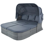 U_STYLE Outdoor Patio Furniture Set Daybed Sunbed with Retractable Canopy