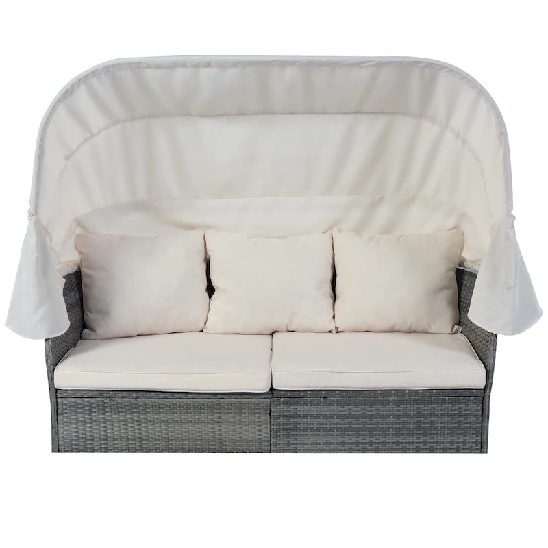 U_STYLE Outdoor Patio Furniture Set Daybed Sunbed with Retractable Canopy