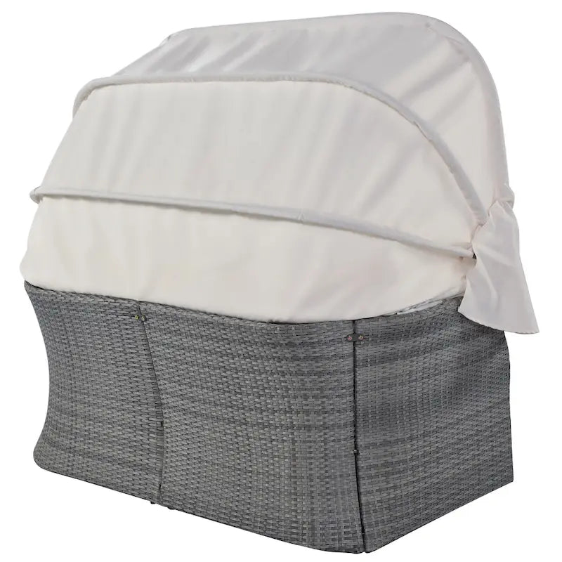 U_STYLE Outdoor Patio Furniture Set Daybed Sunbed with Retractable Canopy