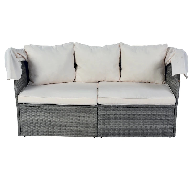 U_STYLE Outdoor Patio Furniture Set Daybed Sunbed with Retractable Canopy