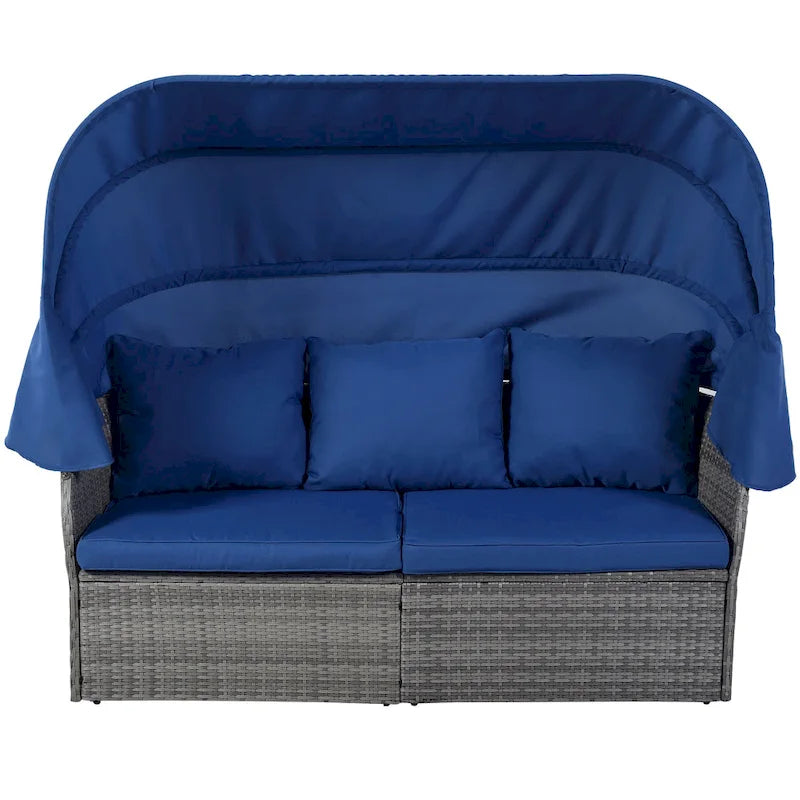U_STYLE Outdoor Patio Furniture Set Daybed Sunbed with Retractable Canopy