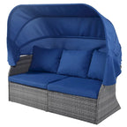 U_STYLE Outdoor Patio Furniture Set Daybed Sunbed with Retractable Canopy