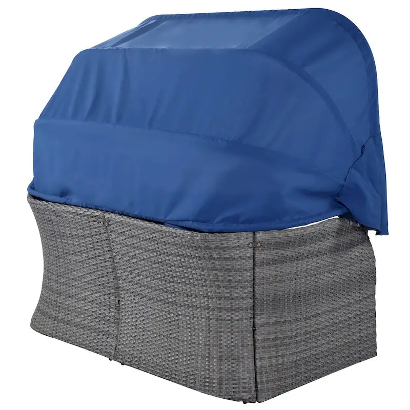 U_STYLE Outdoor Patio Furniture Set Daybed Sunbed with Retractable Canopy