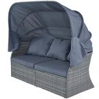 U_STYLE Outdoor Patio Furniture Set Daybed Sunbed with Retractable Canopy