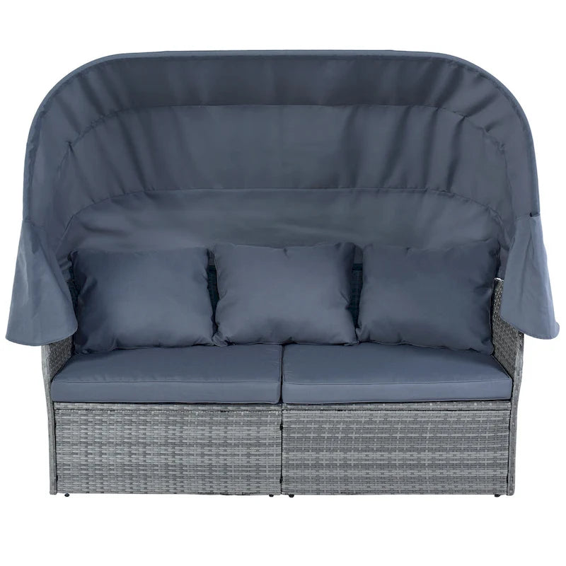 U_STYLE Outdoor Patio Furniture Set Daybed Sunbed with Retractable Canopy
