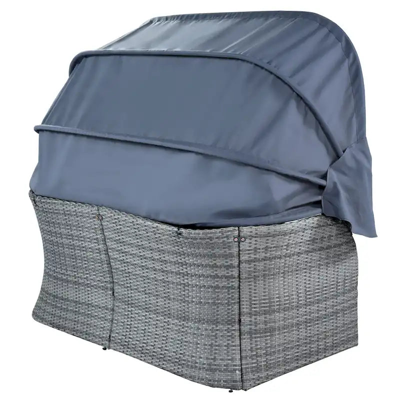 U_STYLE Outdoor Patio Furniture Set Daybed Sunbed with Retractable Canopy