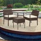 3-Piece Wicker Bistro Set, Outdoor Patio chairs & Coffee Table - set of 3