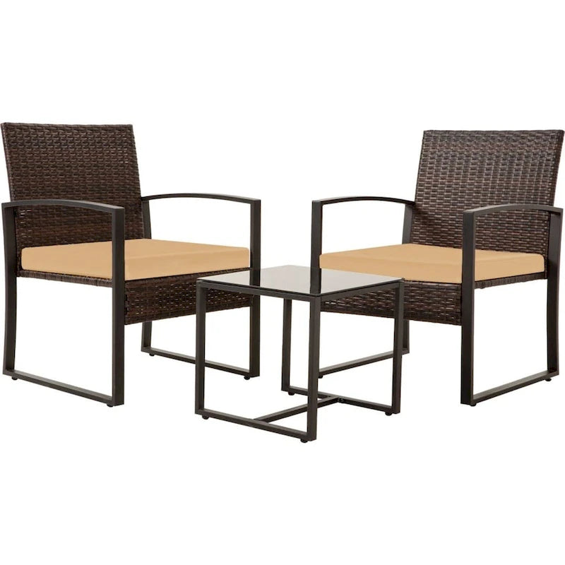 3-Piece Wicker Bistro Set, Outdoor Patio chairs & Coffee Table - set of 3