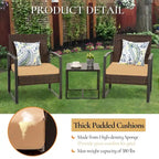 3-Piece Wicker Bistro Set, Outdoor Patio chairs & Coffee Table - set of 3