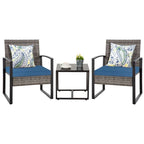 3-Piece Wicker Bistro Set, Outdoor Patio chairs & Coffee Table - set of 3