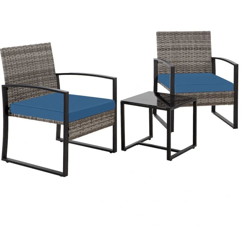 3-Piece Wicker Bistro Set, Outdoor Patio chairs & Coffee Table - set of 3