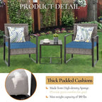 3-Piece Wicker Bistro Set, Outdoor Patio chairs & Coffee Table - set of 3