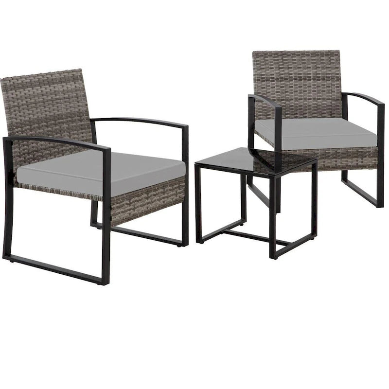 3-Piece Wicker Bistro Set, Outdoor Patio chairs & Coffee Table - set of 3