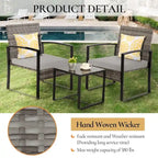3-Piece Wicker Bistro Set, Outdoor Patio chairs & Coffee Table - set of 3