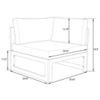 LeisureMod Chelsea 4-Piece Outdoor Patio Sectional Loveseat Set Black Aluminum with Cushions
