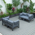LeisureMod Chelsea 4-Piece Outdoor Patio Sectional Loveseat Set Black Aluminum with Cushions