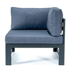LeisureMod Chelsea 4-Piece Outdoor Patio Sectional Loveseat Set Black Aluminum with Cushions