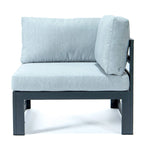 LeisureMod Chelsea 4-Piece Outdoor Patio Sectional Loveseat Set Black Aluminum with Cushions