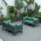 LeisureMod Chelsea 4-Piece Outdoor Patio Sectional Loveseat Set Black Aluminum with Cushions
