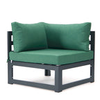 LeisureMod Chelsea 4-Piece Outdoor Patio Sectional Loveseat Set Black Aluminum with Cushions