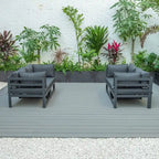 LeisureMod Chelsea 4-Piece Outdoor Patio Sectional Loveseat Set Black Aluminum with Cushions