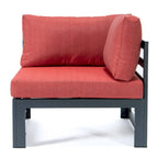 LeisureMod Chelsea 4-Piece Outdoor Patio Sectional Loveseat Set Black Aluminum with Cushions
