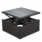 Outdoor Patio Rectangle Daybed with Retractable Canopy, Wicker Sectional Seating with Washable Cushions, Backyard, Porch