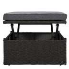 Outdoor Patio Rectangle Daybed with Retractable Canopy, Wicker Sectional Seating with Washable Cushions, Backyard, Porch